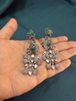 Moissanite Green Peacock Earrings - Image 4