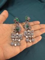 Moissanite Green Peacock Earrings - Image 5