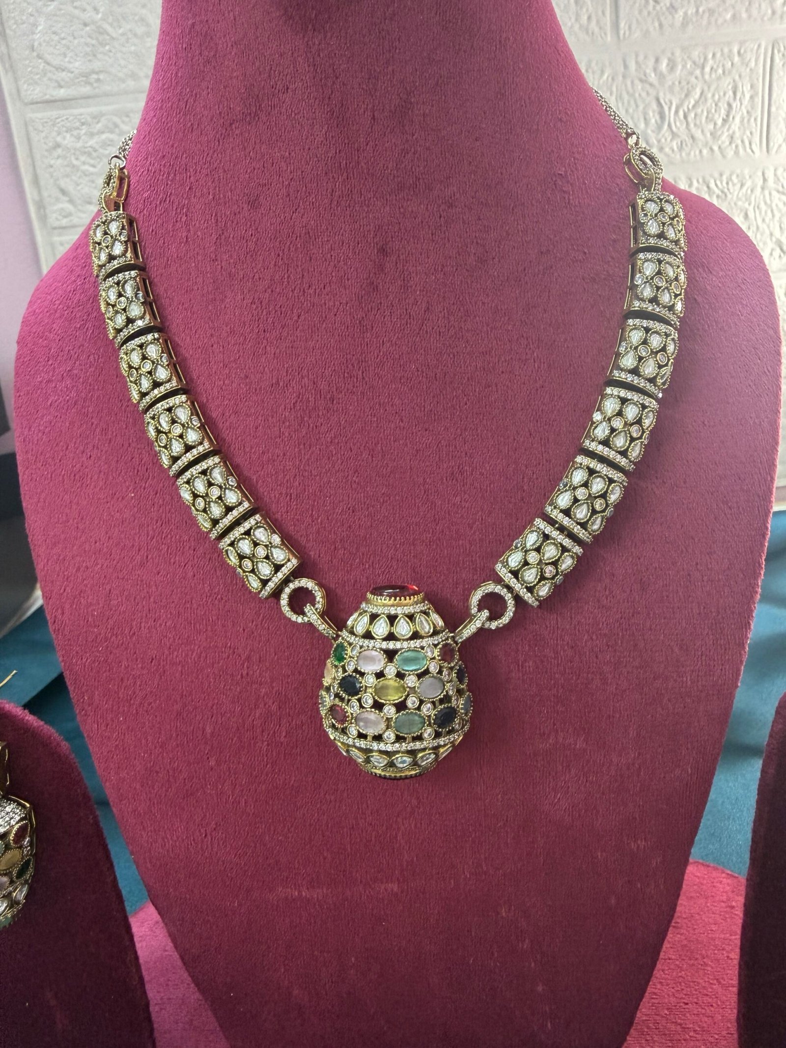 Moissanite Multi Necklace Set With Earrings