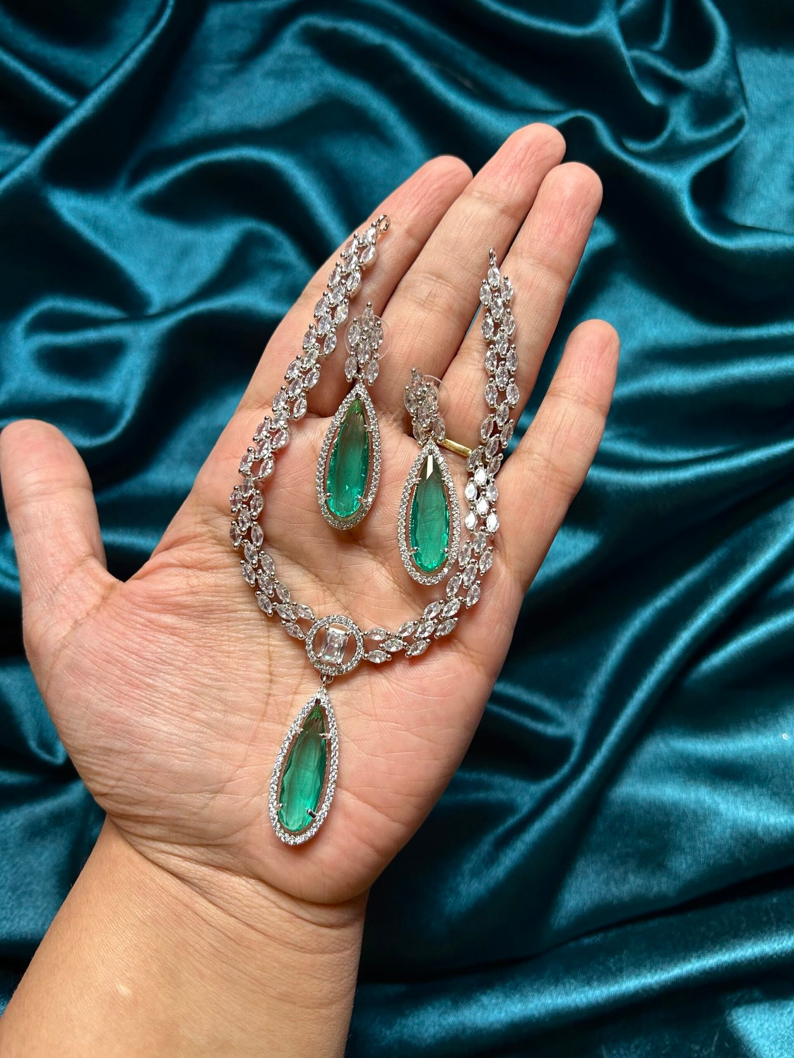 AD Necklace Set - Sea Green