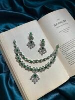 AD 2 Layer Necklace Set - Green - Image 2