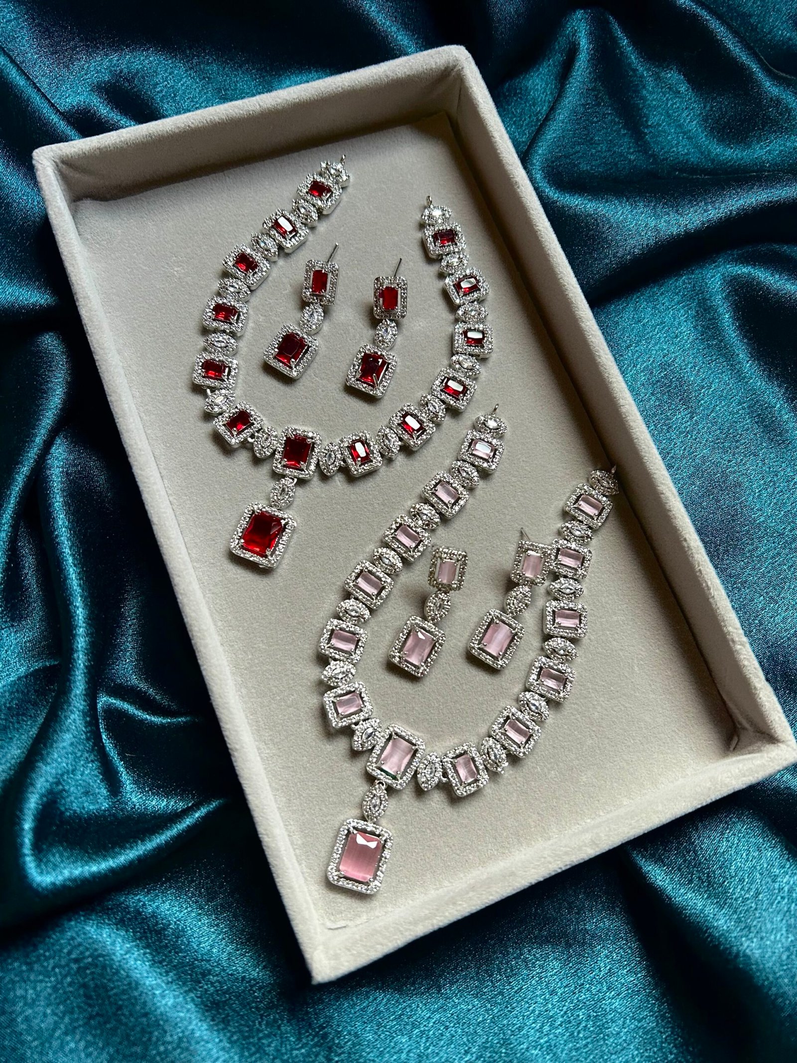 AD Necklace Set - Ruby Red