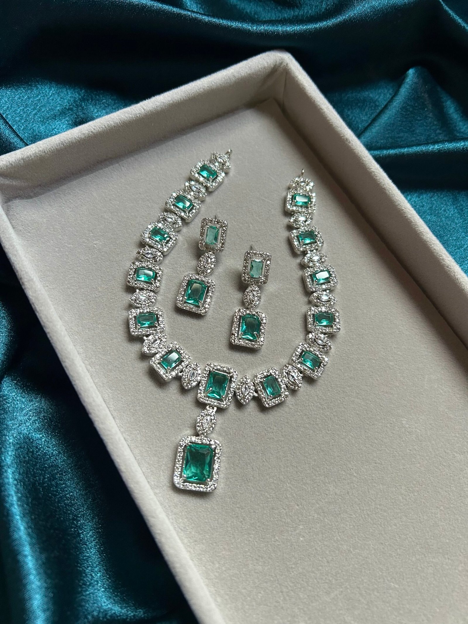 AD Necklace Set - Sea Green